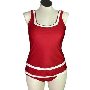 Esther Williams Womens 14 Classic Sheath Retro Swimsuit Red White Padded